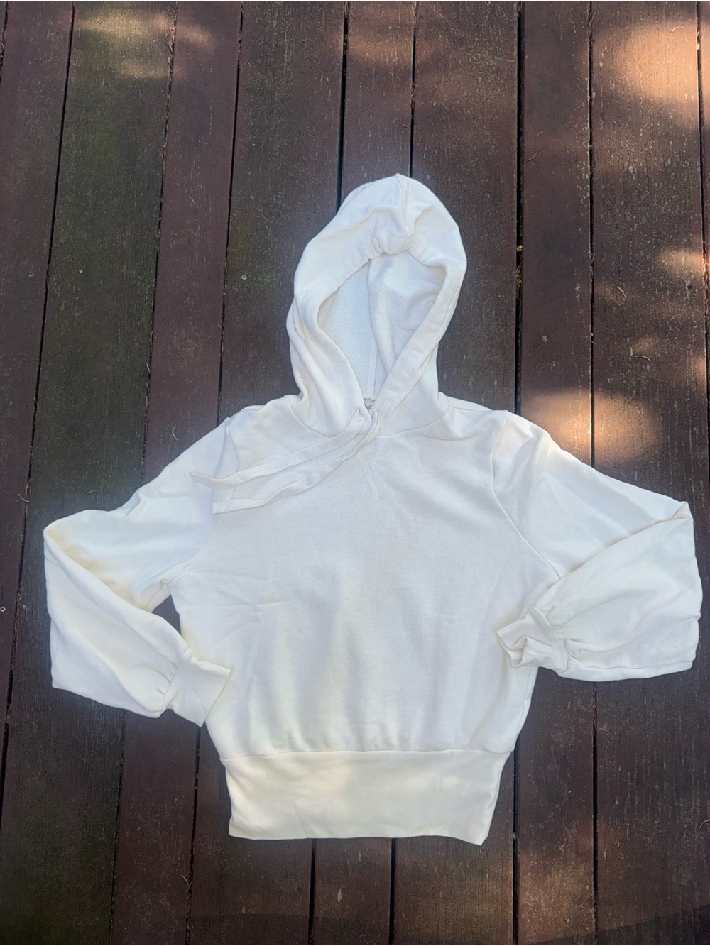 Madewell Bubble-Sleeve Hoodie Crop Sweatshirt Sz XS